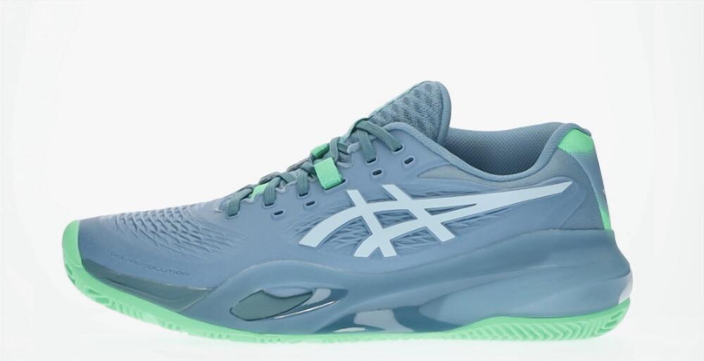 NEW ASICS men's gel resolution x padel shoe in saba blue/cool grey